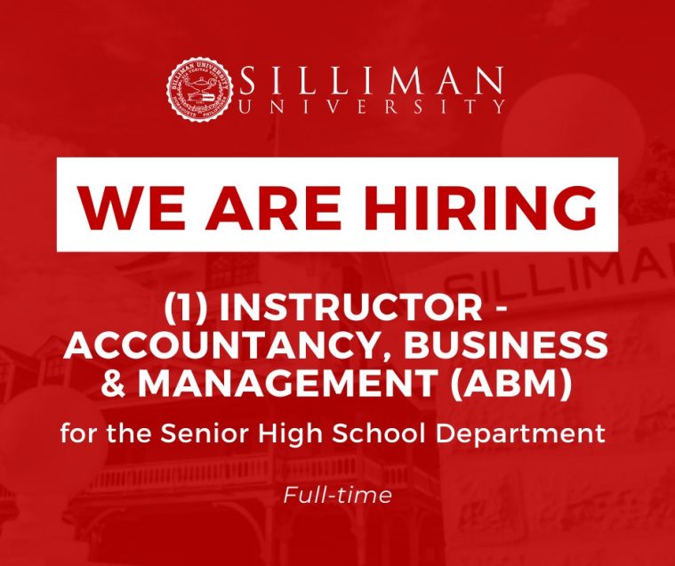 澳门六合彩下注平台 is hiring one (1) Instructor - Accountancy, Business & Management (ABM), for Senior High School (full-time position)